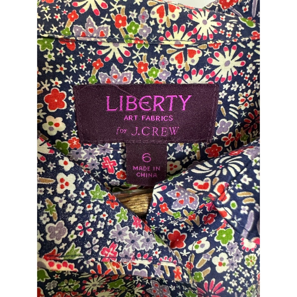 J.Crew Liberty Kayoko Floral Indigo Sunset Perfect Shirt G0534 Women's Size 6 - Picture 5 of 11